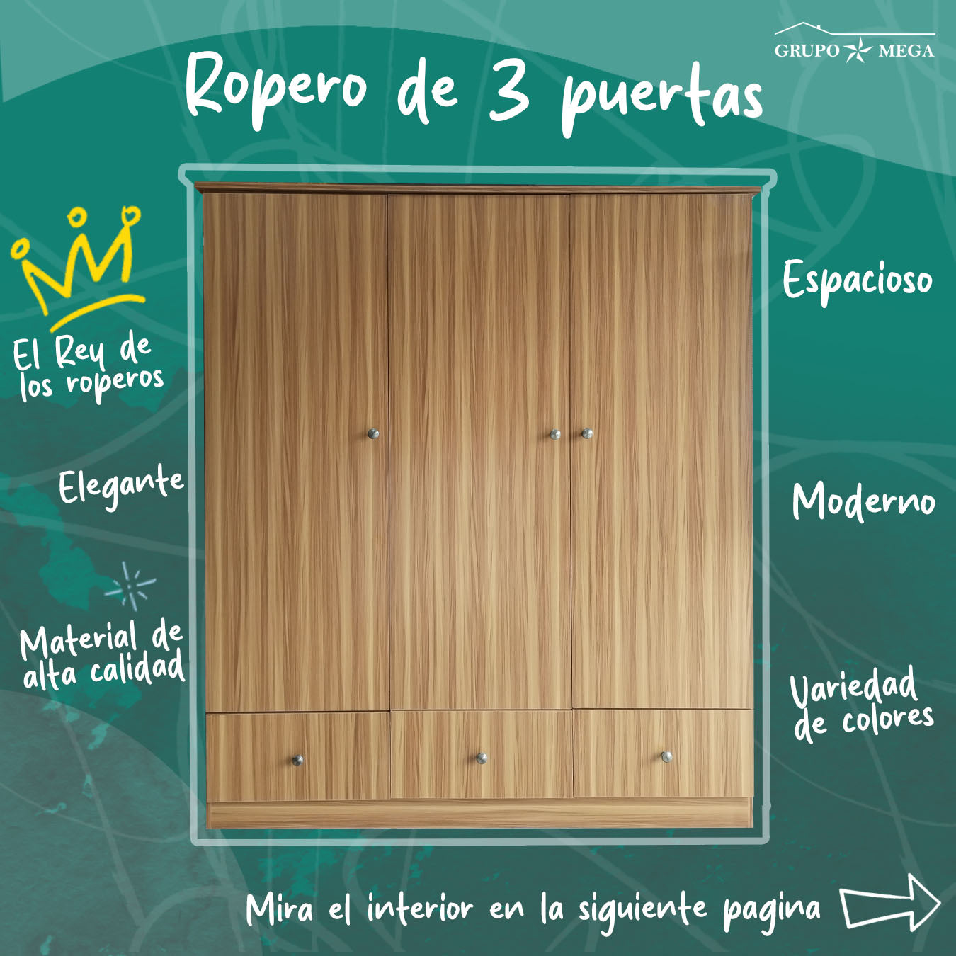 Ropero 3 Puertas de Melamina